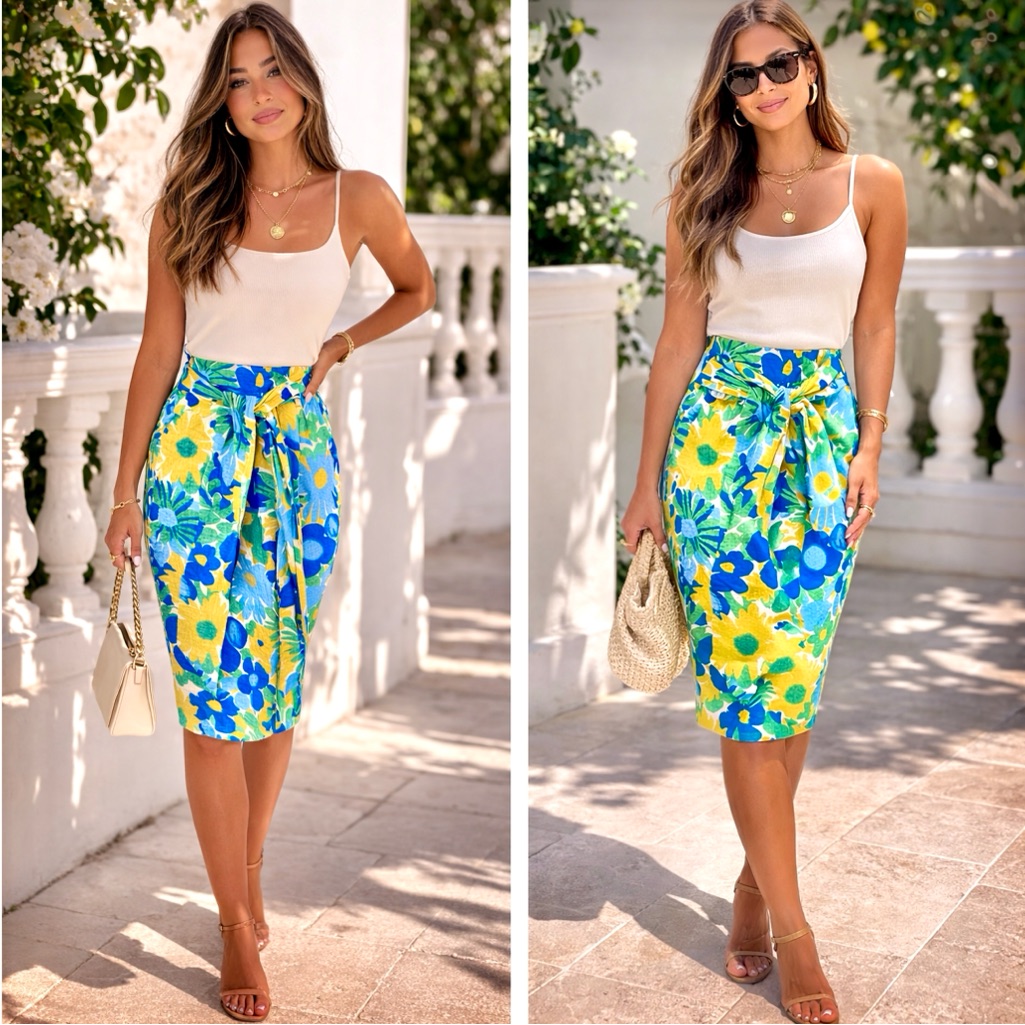 J.Crew Morning Bright Floral Pencil Midi Skirt Size 12 Vacay Statement Tropical